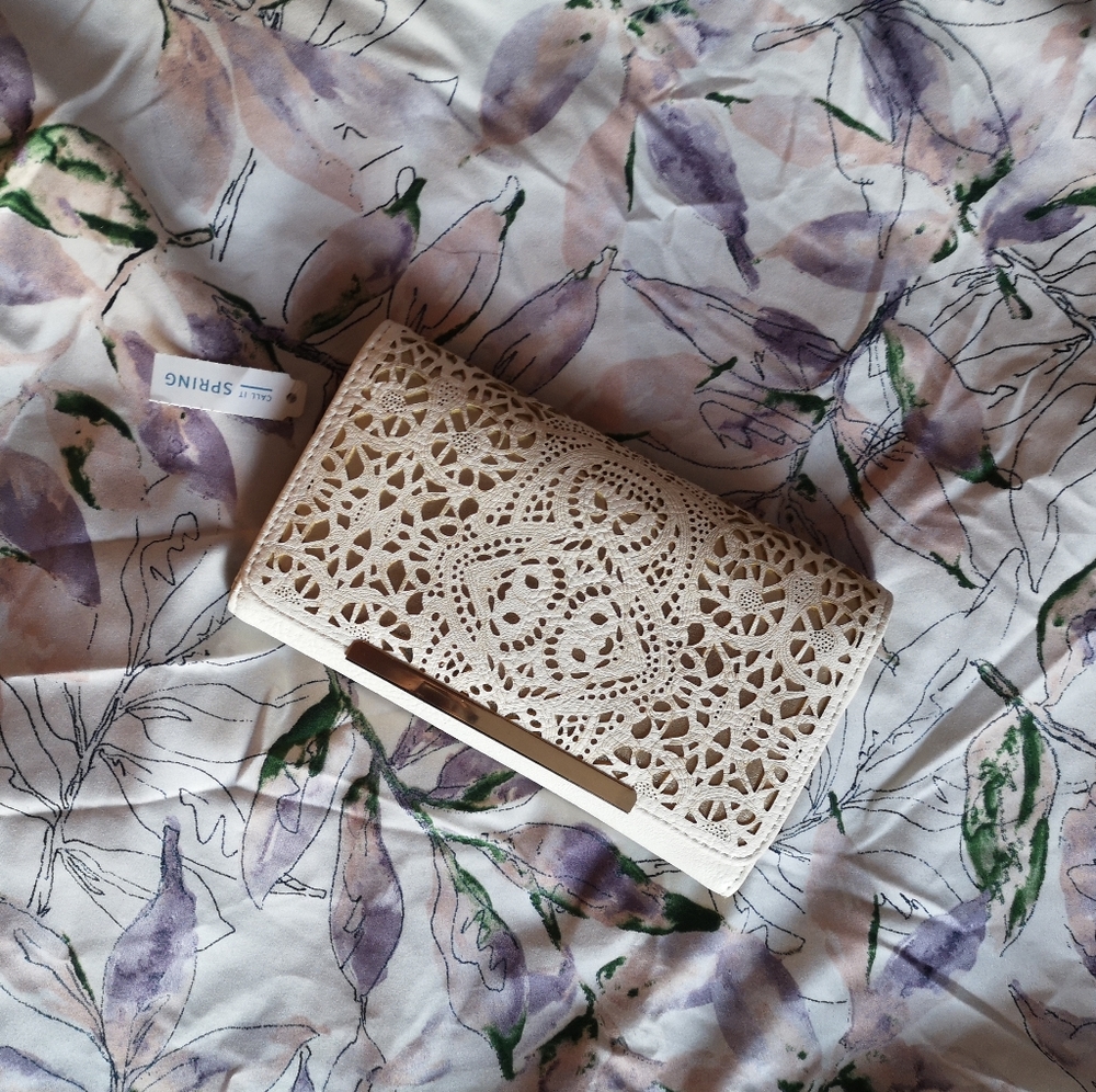 NWT Cream and Gold cutout wallet - Call it Spring